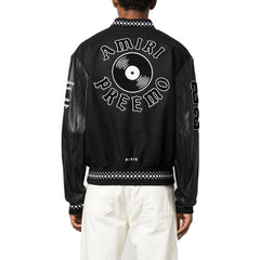 AMIRI Appliquéd Embroidered Wool-Blend Twill and Leather Varsity Jacket