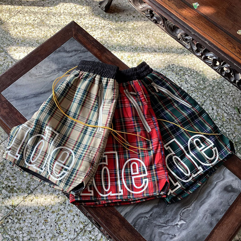 RHUDE Logo-Embroidered Checked Cotton-Flannel Drawstring Shorts