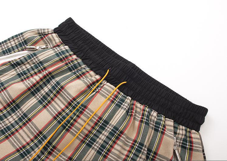 RHUDE Logo-Embroidered Checked Cotton-Flannel Drawstring Shorts
