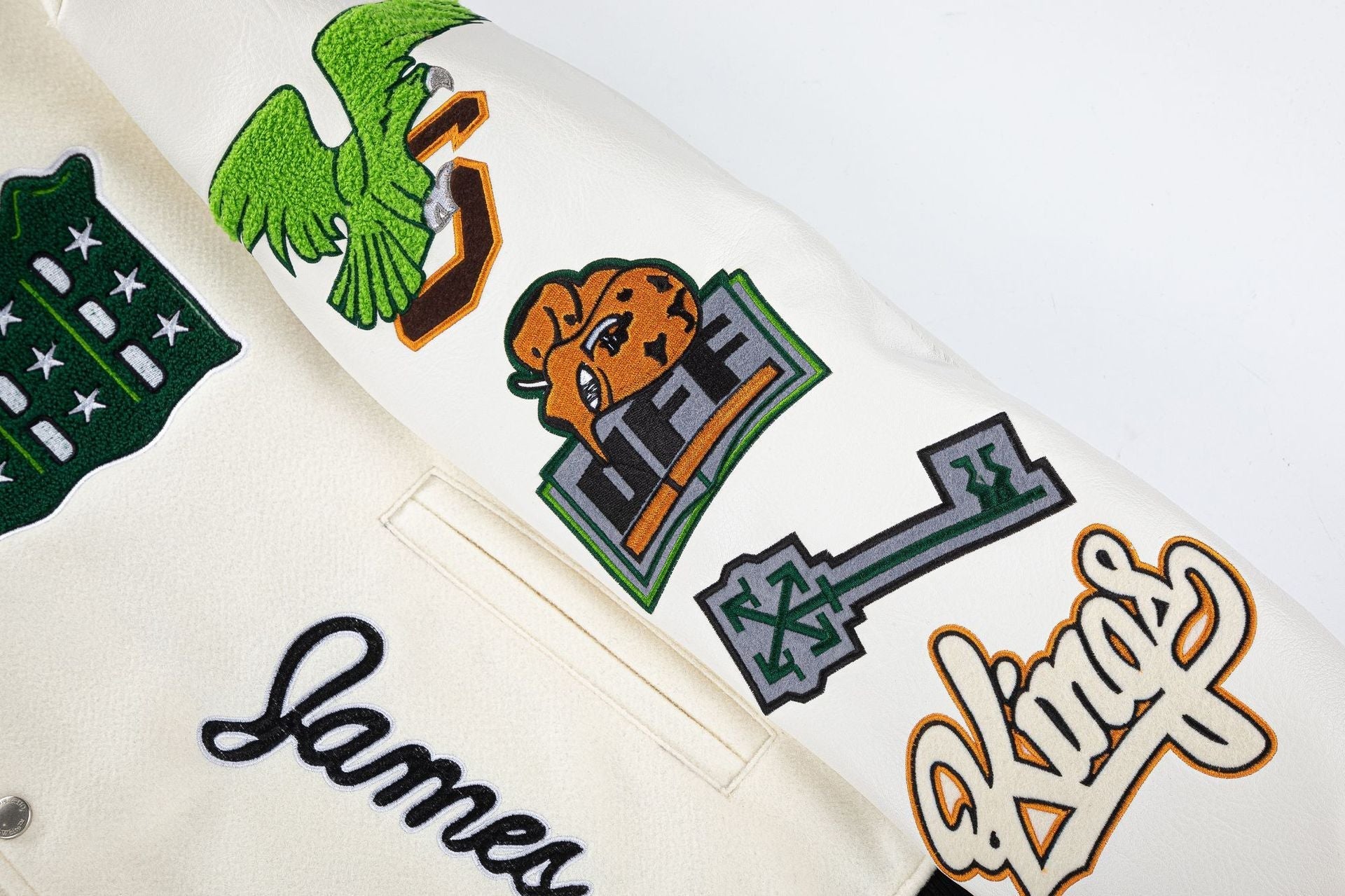 OFF WHITE Cartoon Lion King Embroidered Wool Jacket