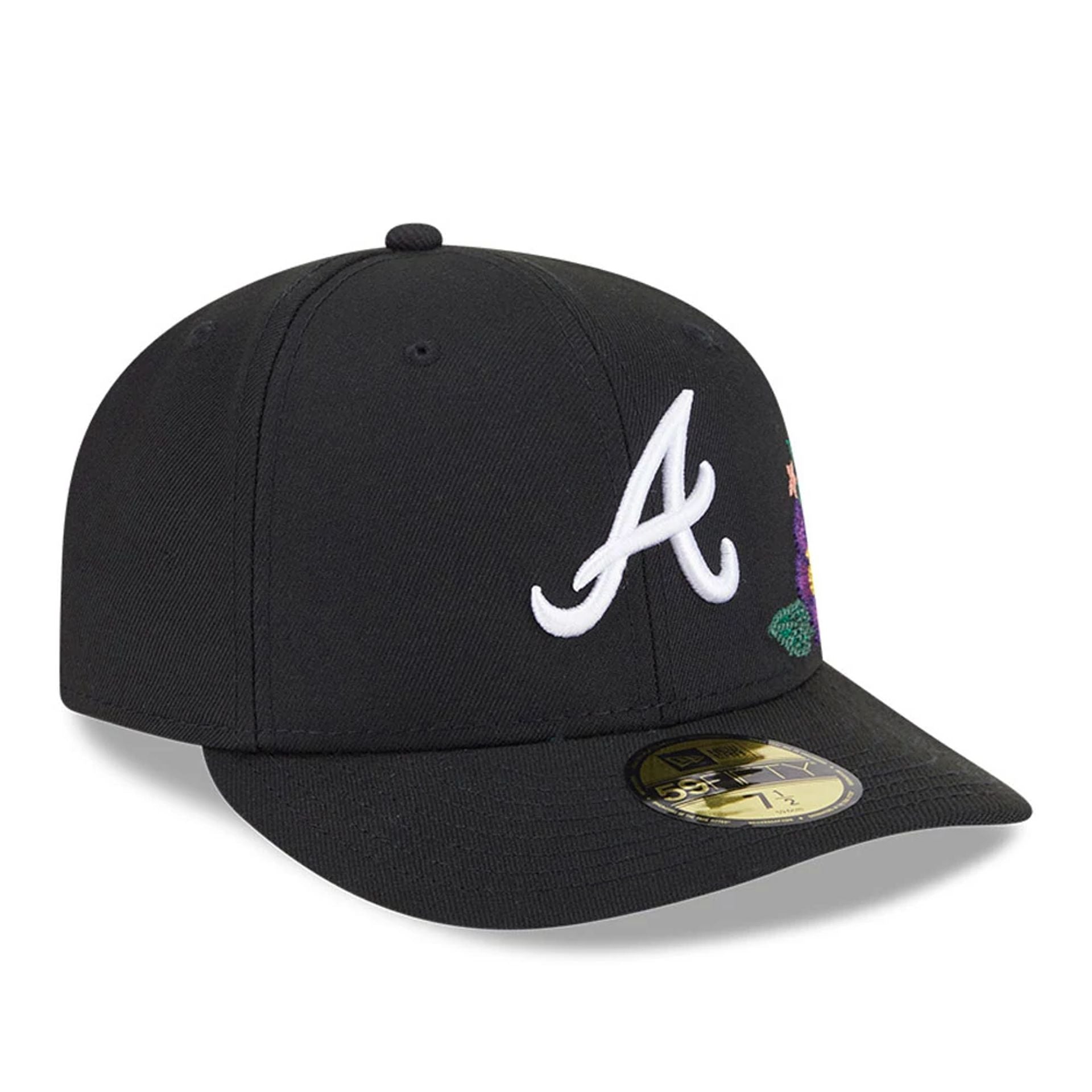 Atlanta Braves MLB Tonal Florals Black 59FIFTY Fitted Cap