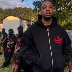 Corteiz RTW x Slaughter Gang Bottoms - Black / Red