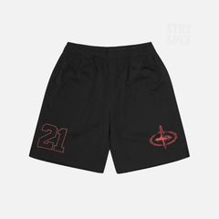 Corteiz RTW x Slaughter Gang HMP Mesh Panel Short - Black / Red