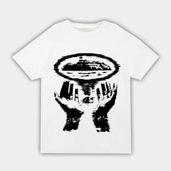 Corteiz RTW Vortex Hands T-Shirt - White / Black