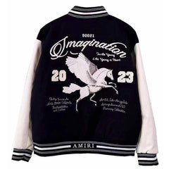 AMIRI Appliquéd Embroidered Wool-Blend and Leather Varsity Jacket