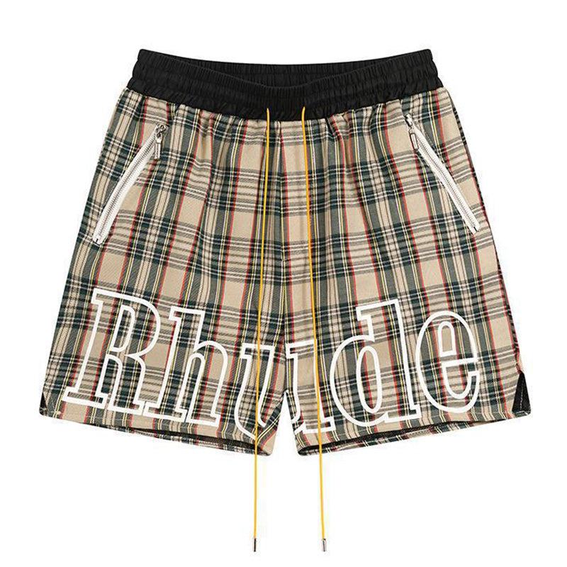 RHUDE Logo-Embroidered Checked Cotton-Flannel Drawstring Shorts